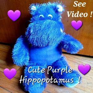 Cute purple hippo hippopotmus Plushie